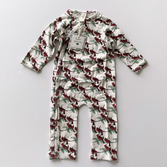 Kate Quinn Organics Cardinal Wrap Jumpsuit 6-12 Months - Picture 1 of 5